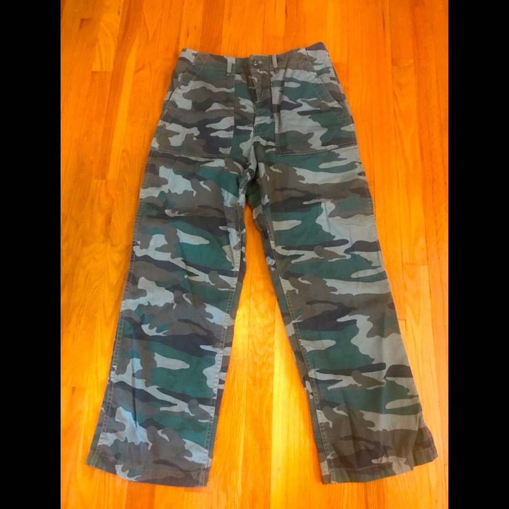J Crew canvas camo wide leg pants size 10-cute!